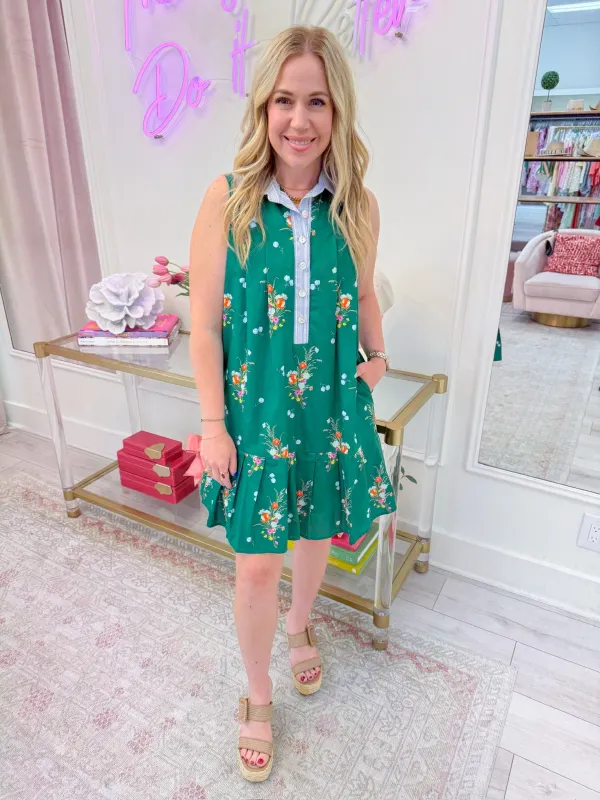 Flyaway Floral Pleated Mini Dress sold by Mimosa