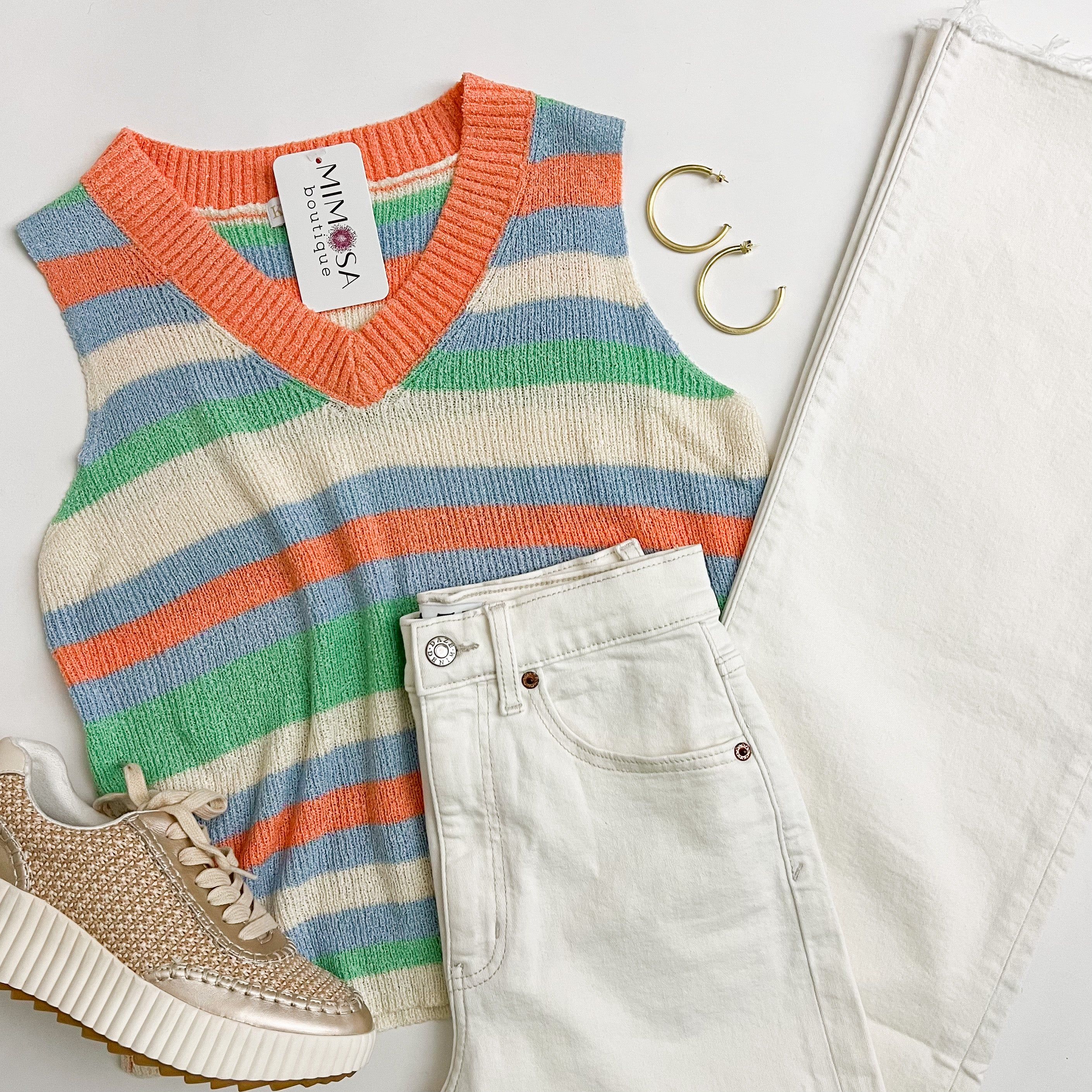 Multi Stripe Tank Sweater sold by Mimosa