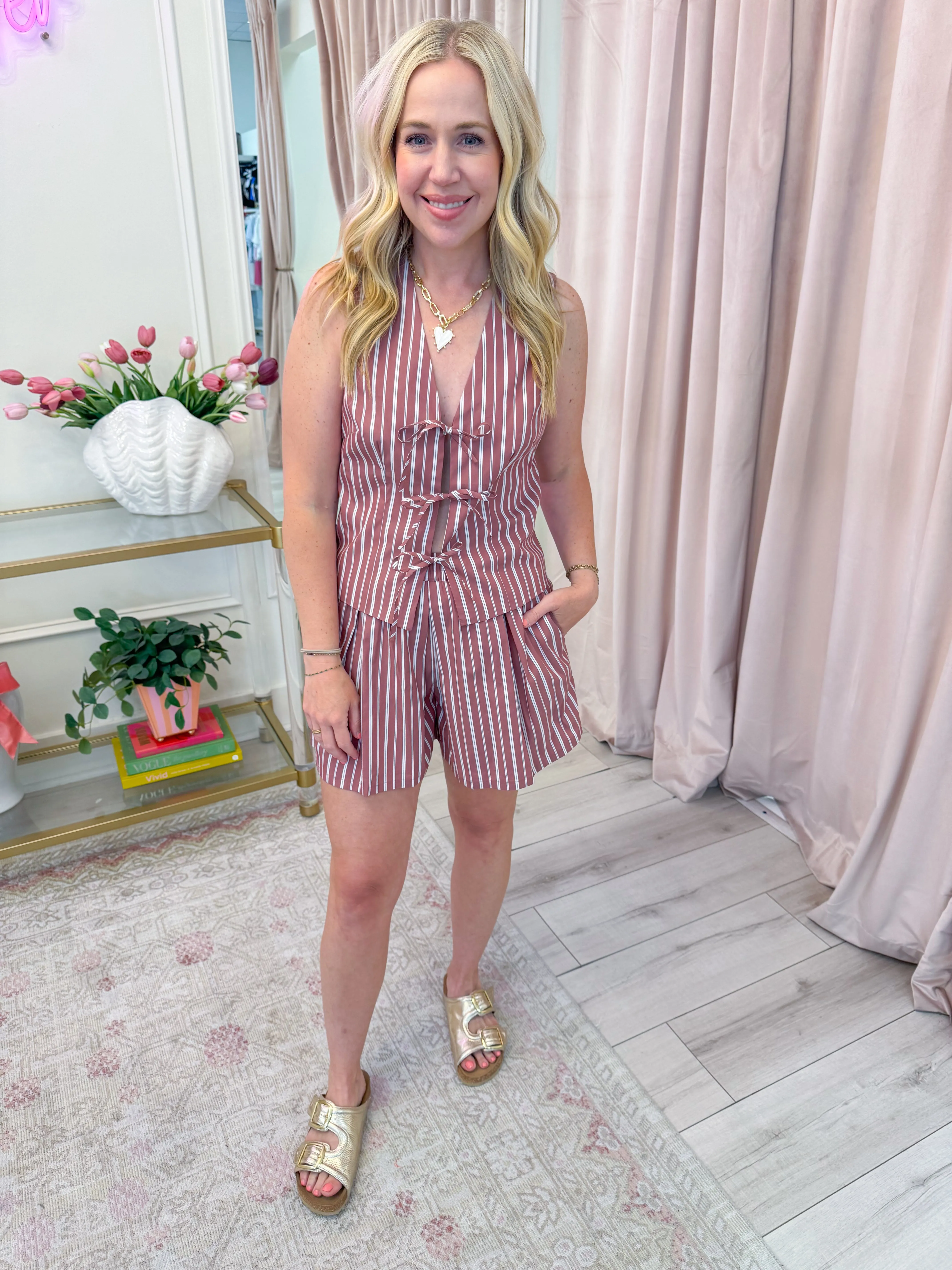 Aliza Stripe Tie Top sold by Mimosa