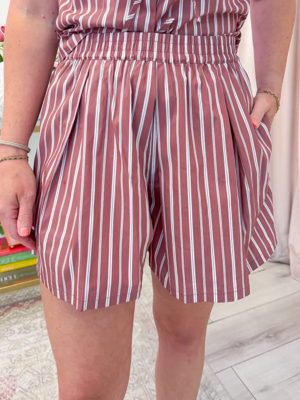 Malena Stripe Pleated Short sold by Mimosa