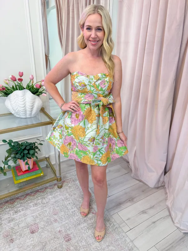 Flirting Florals Strapless Mini Dress sold by Mimosa