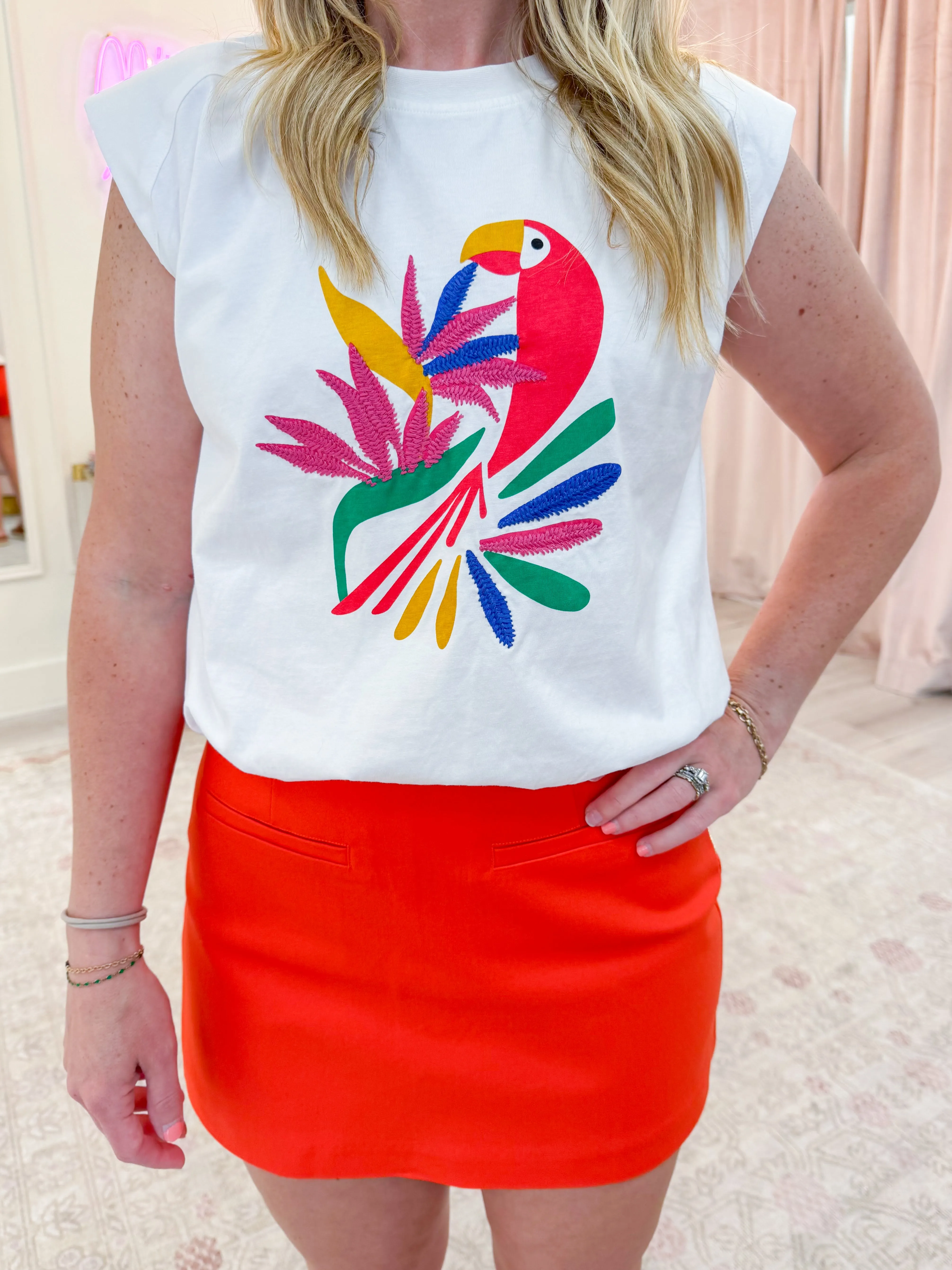 Macaw Embroidered Muscle Tee sold by Mimosa product image thumbnail 2