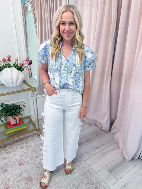 Gracie Floral Flutter Blouse sold by Mimosa