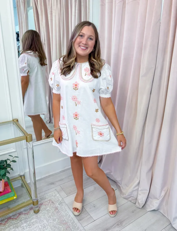 Millie Embroidered Floral Mini Dress sold by Mimosa