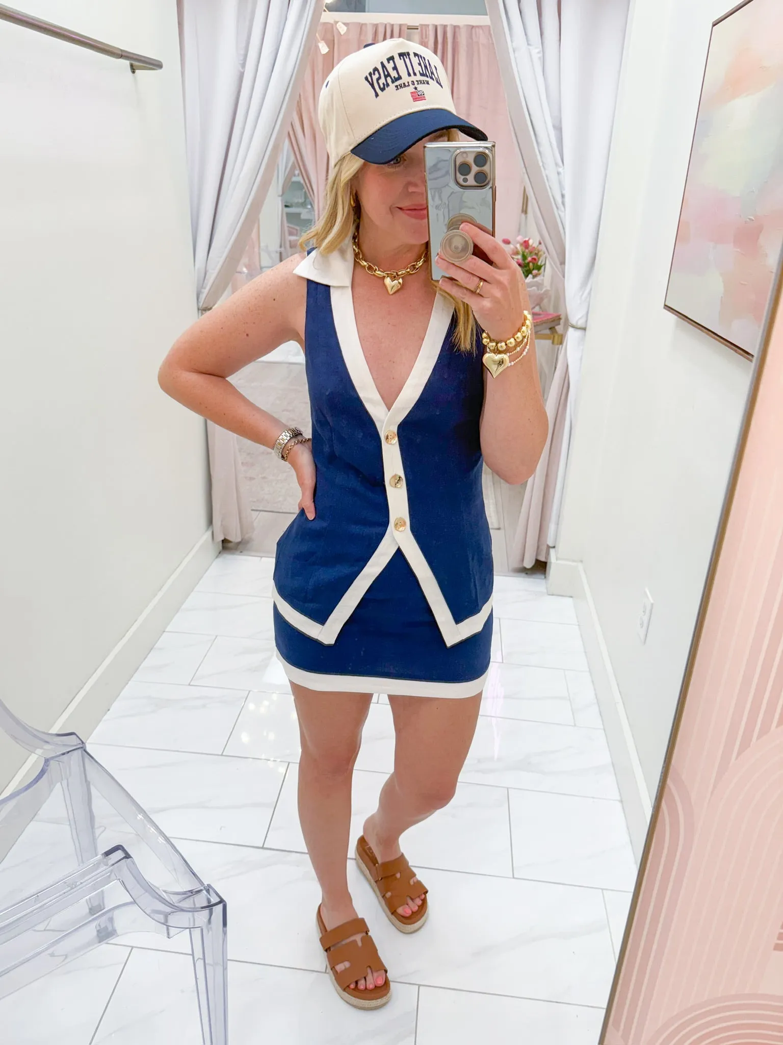 All Night Skort Navy & White Linen sold by Mimosa product image thumbnail 3