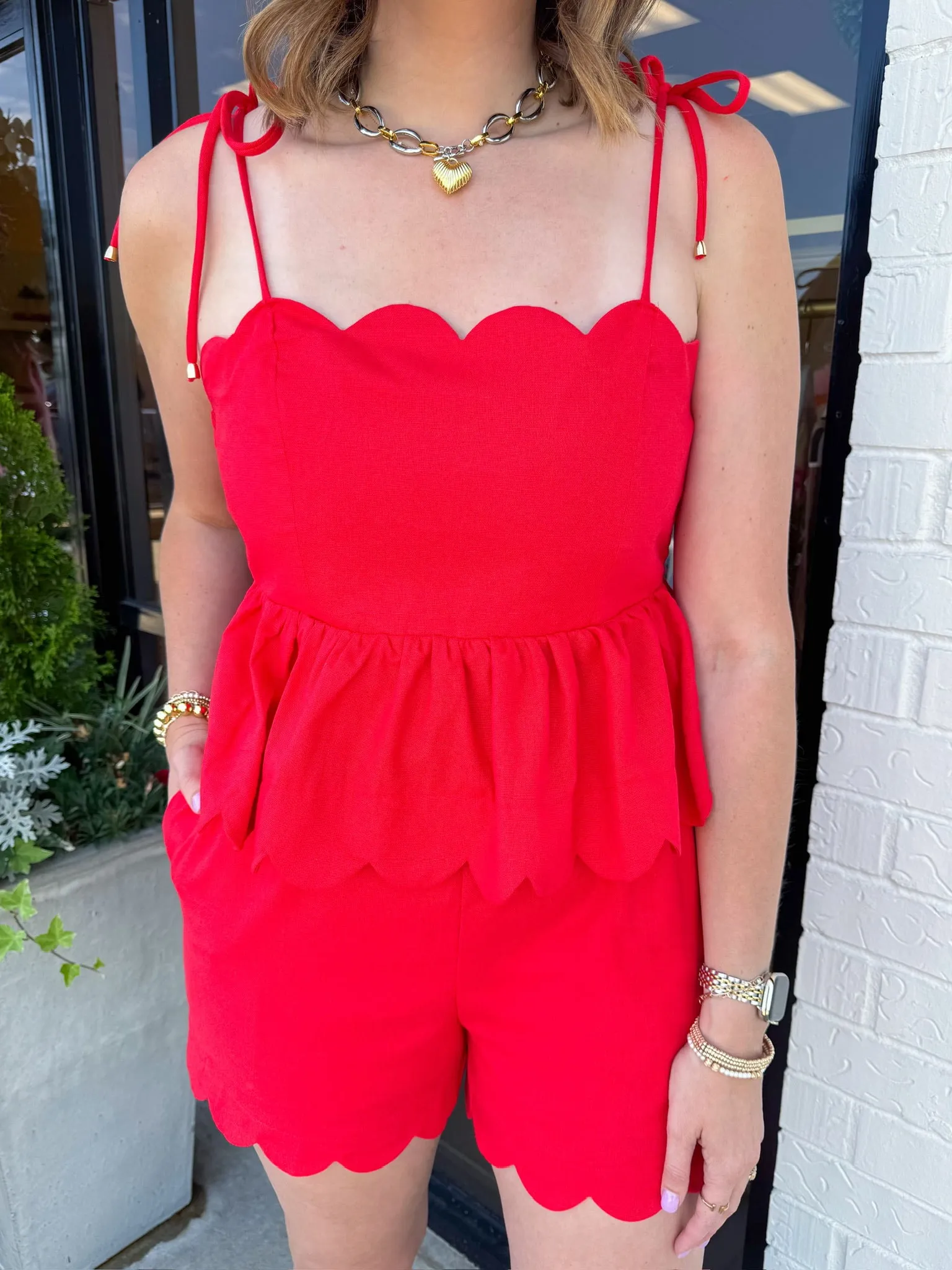 Annie Scallop Linen Tank sold by Mimosa