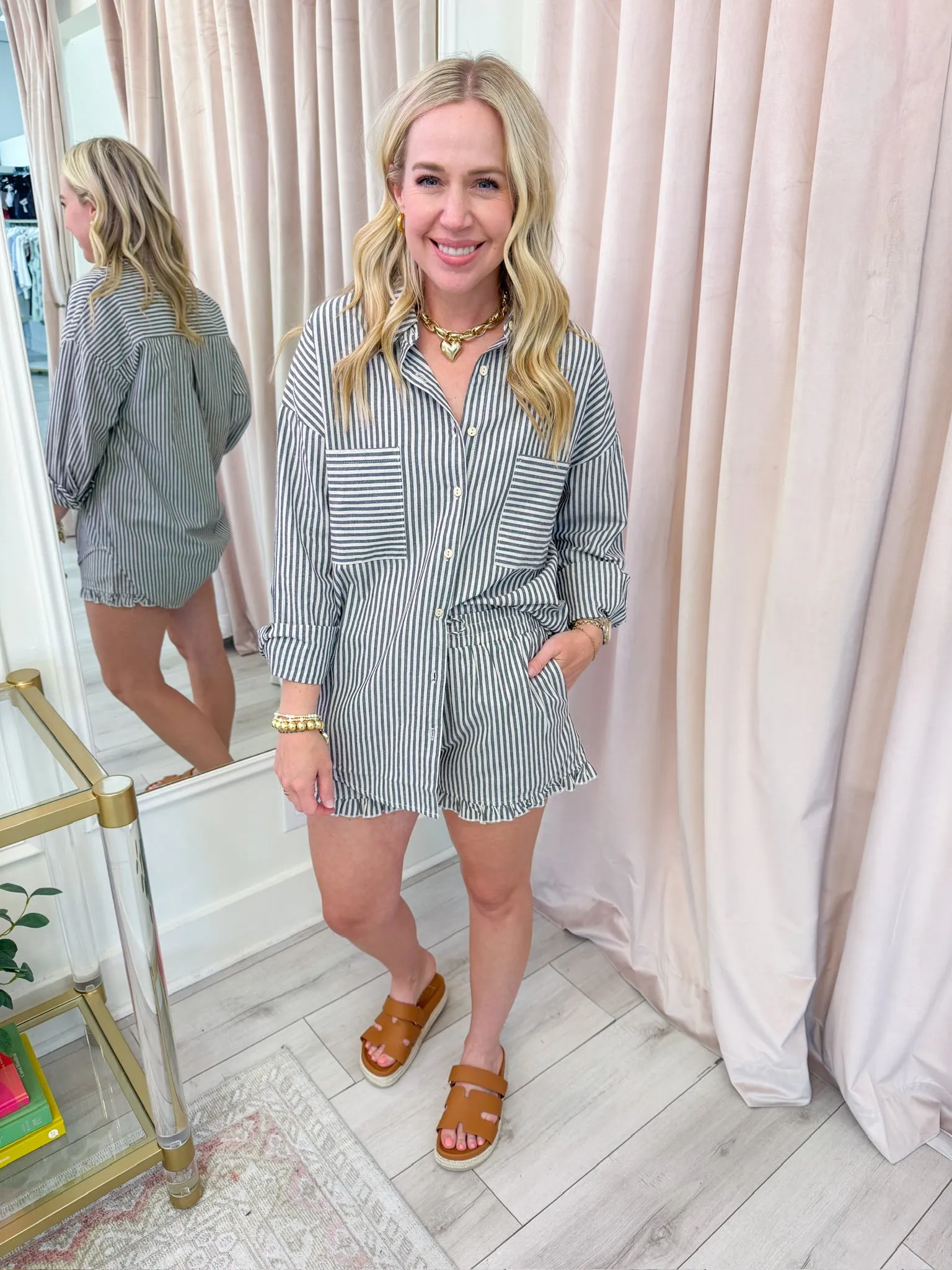 Take Off Striped Ruffle Short sold by Mimosa product image thumbnail 3