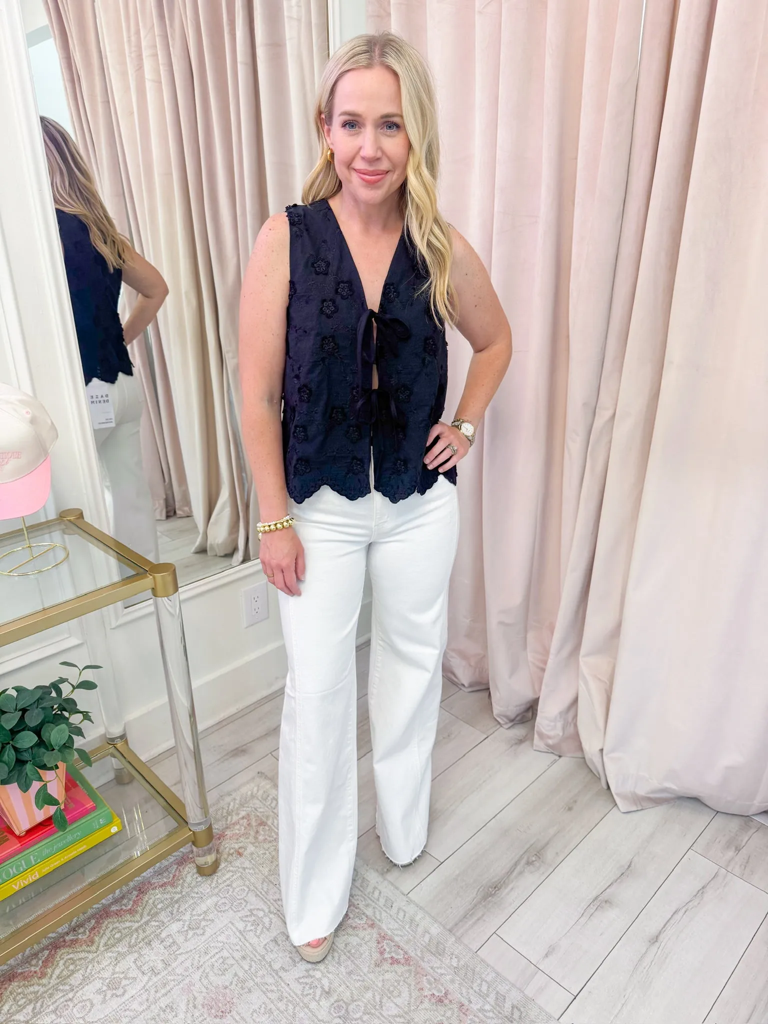 Tia Textured Floral Tie Tank sold by Mimosa product image thumbnail 2