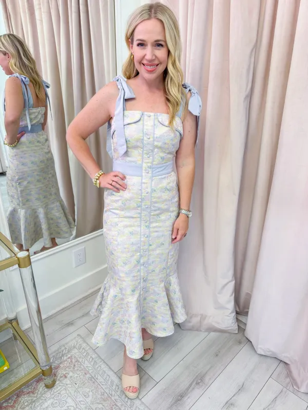 Full Bloom Blue Midi Dress made by Mimosa