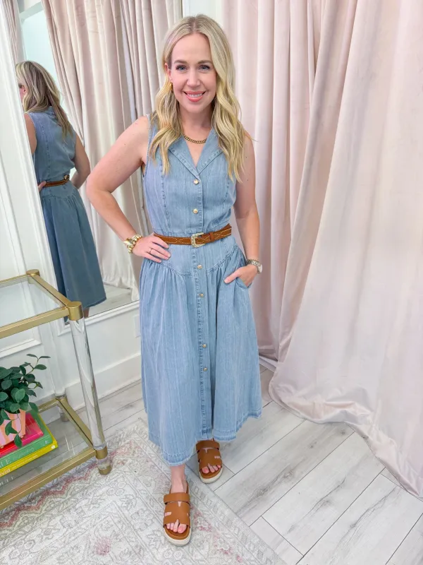 Denim 80's Maxi Shirt Dress sold by Mimosa