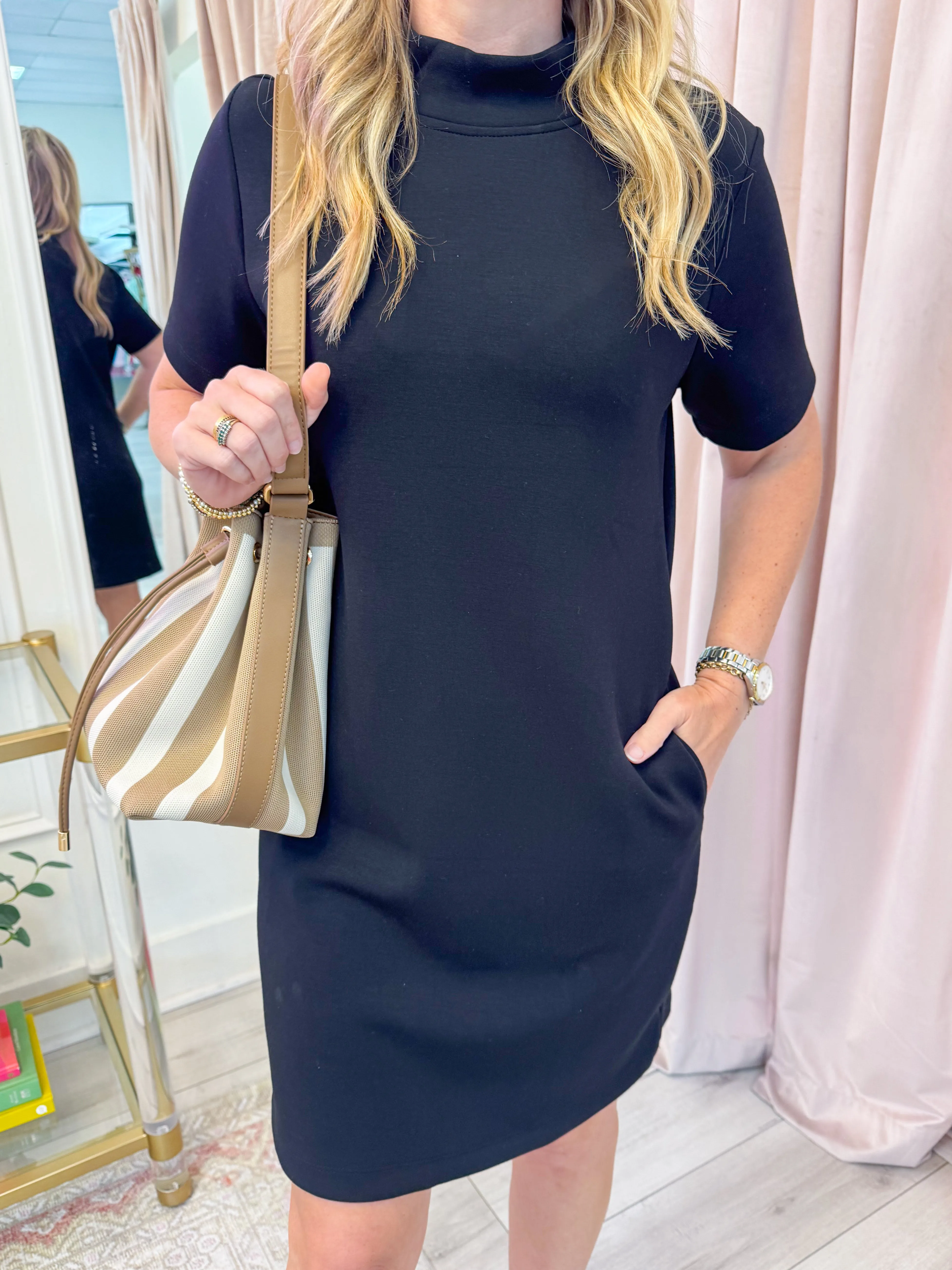 Scuba Luxe Mock Neck Mini Dress sold by Mimosa product image thumbnail 2