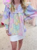 Paige Floral Poplin Vneck Ruffle Top sold by Mimosa