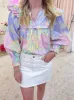 Paige Floral Poplin Vneck Ruffle Top sold by Mimosa
