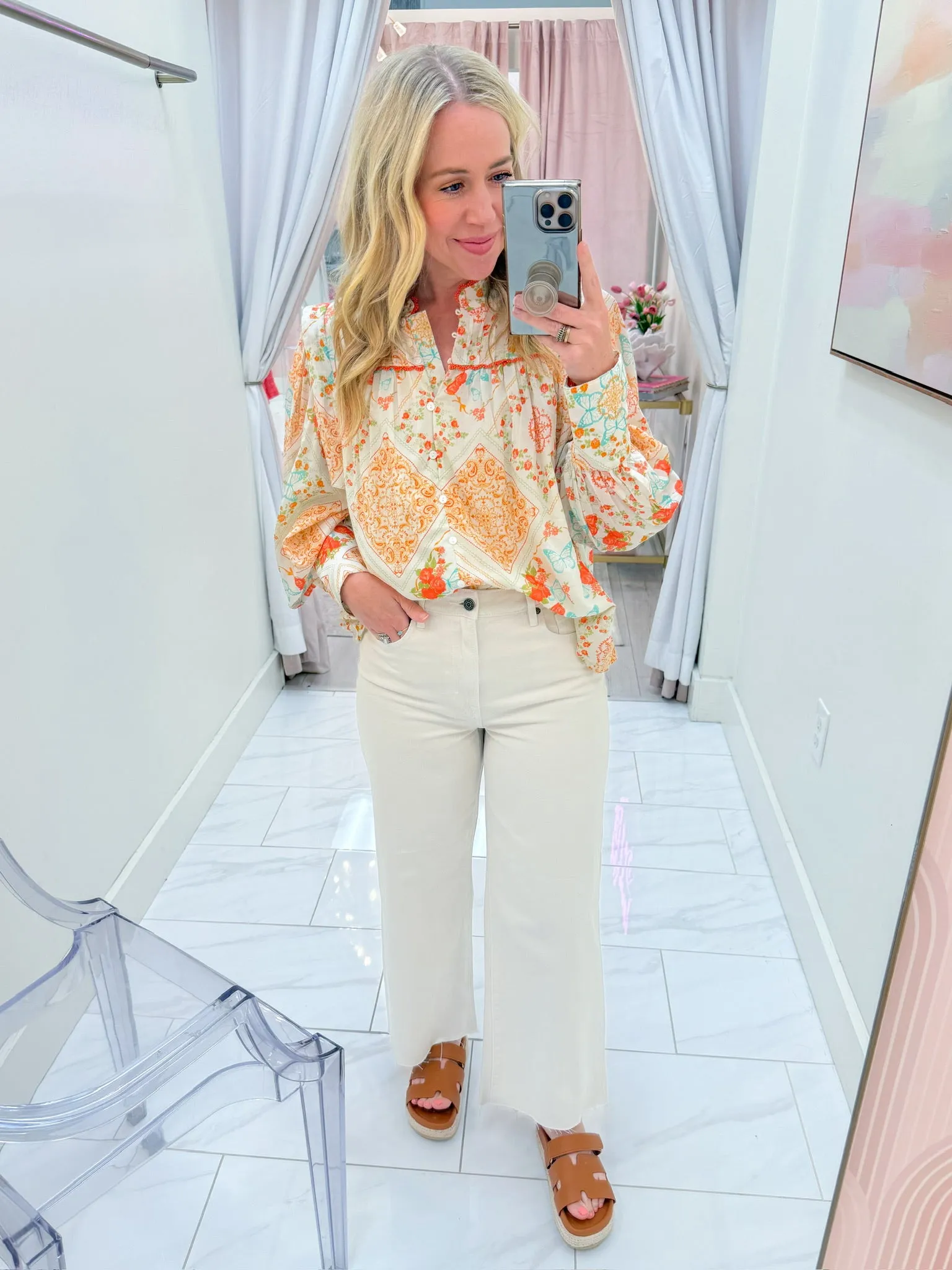 Butterfly Garden Button Up Blouse sold by Mimosa product image thumbnail 3