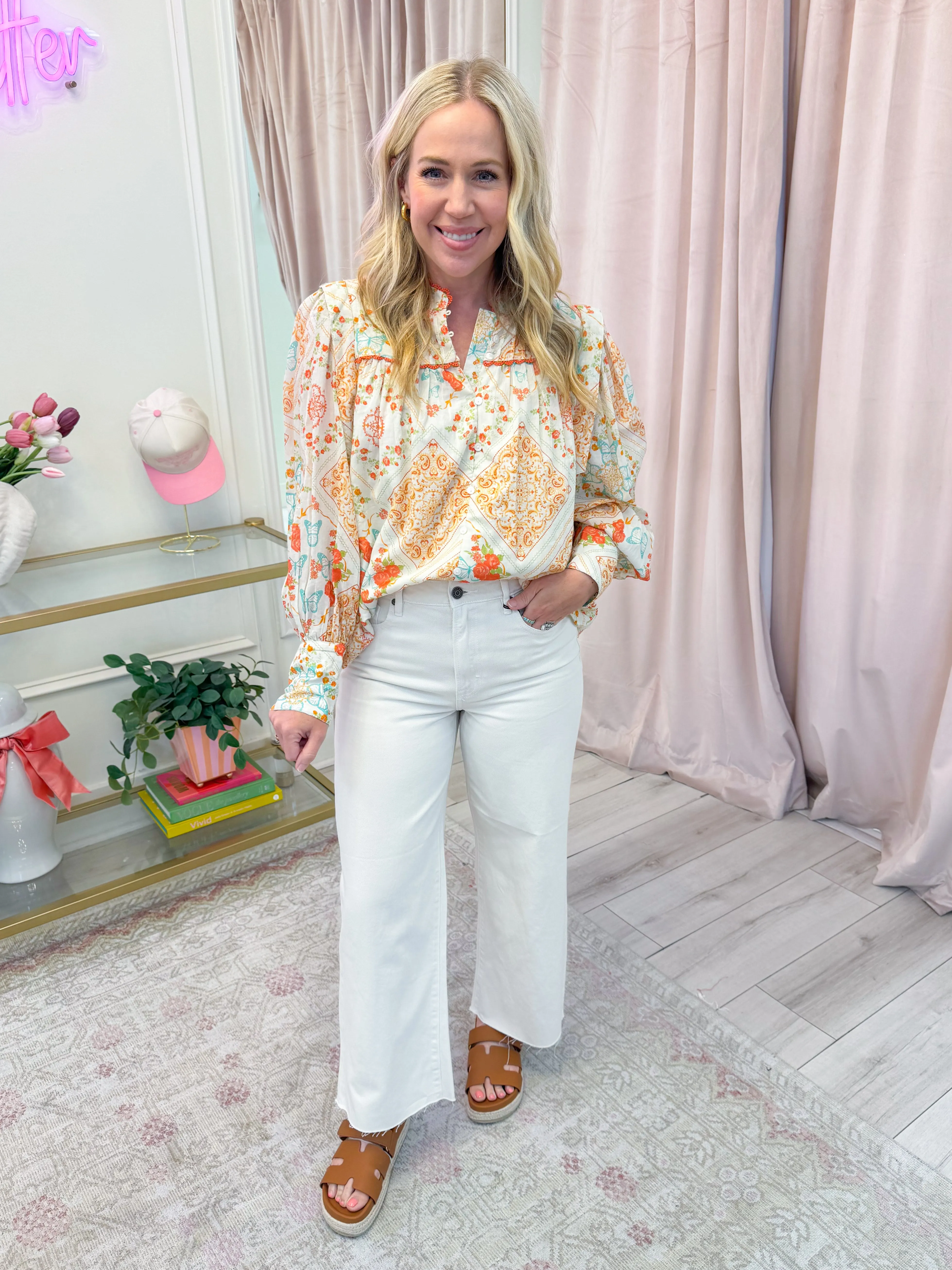 Butterfly Garden Button Up Blouse sold by Mimosa product image thumbnail 2