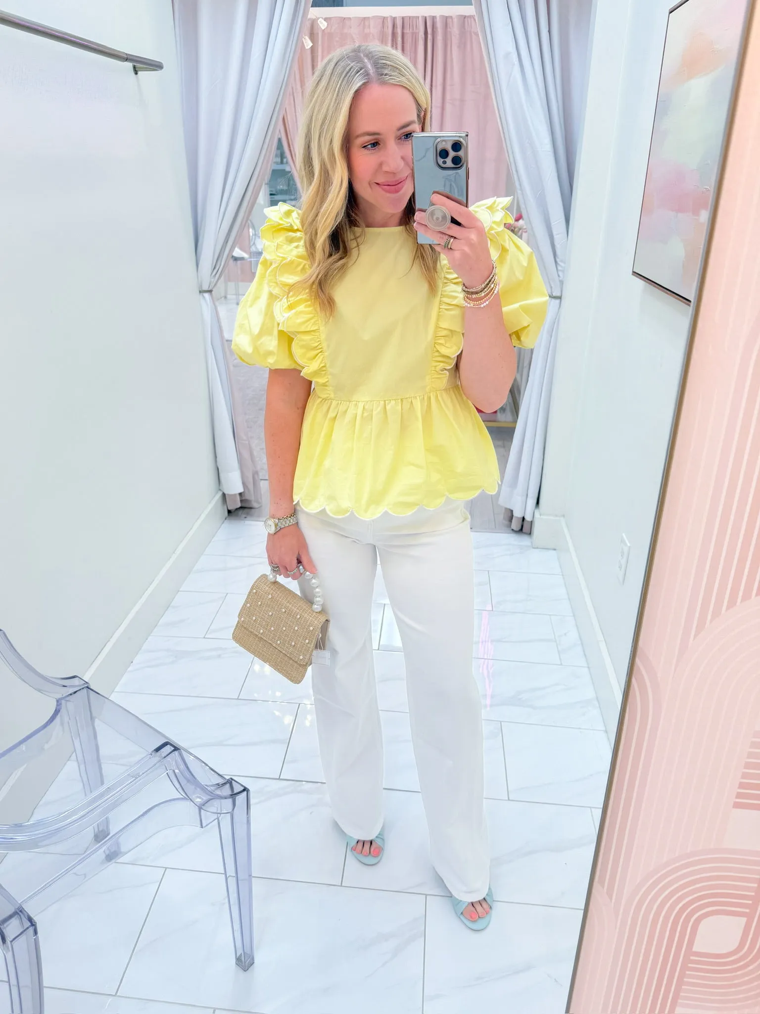 Lemon Meringue Ruffle Blouse sold by Mimosa product image thumbnail 3