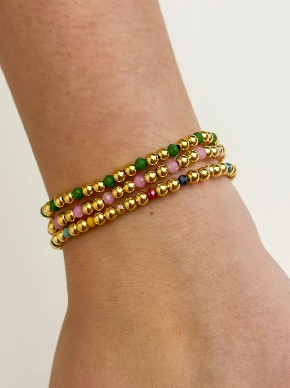 4mm Bead & Crystal 3 Bracelet Set sold by Mimosa