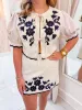 Leena Linen Embroidered Top & Skirt Set sold by Mimosa
