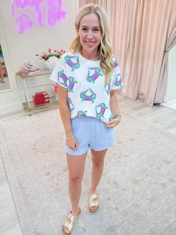 Sequin Multi Crab Tee sold by Mimosa