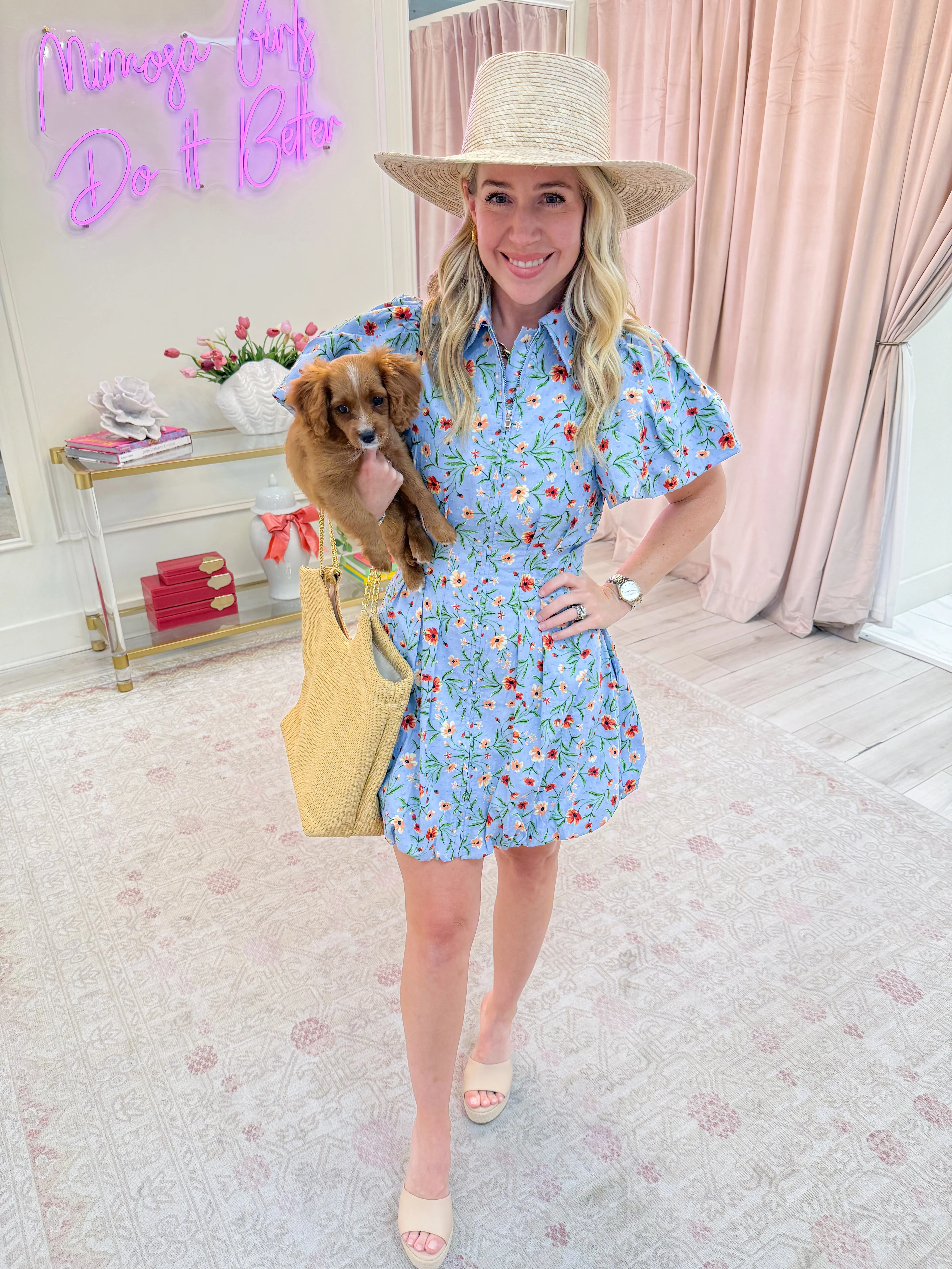 Lidia Textured Floral Bubble Dress sold by Mimosa