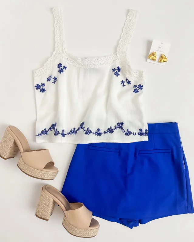 Timeless Embroidered Lace Strap Tank sold by Mimosa