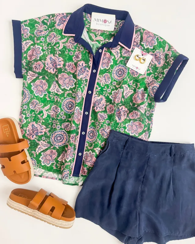 Pretty Paisley Collared Button Up sold by Mimosa