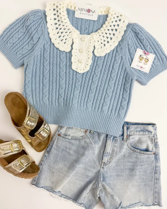 Pearla Crochet Knit Sweater Top sold by Mimosa