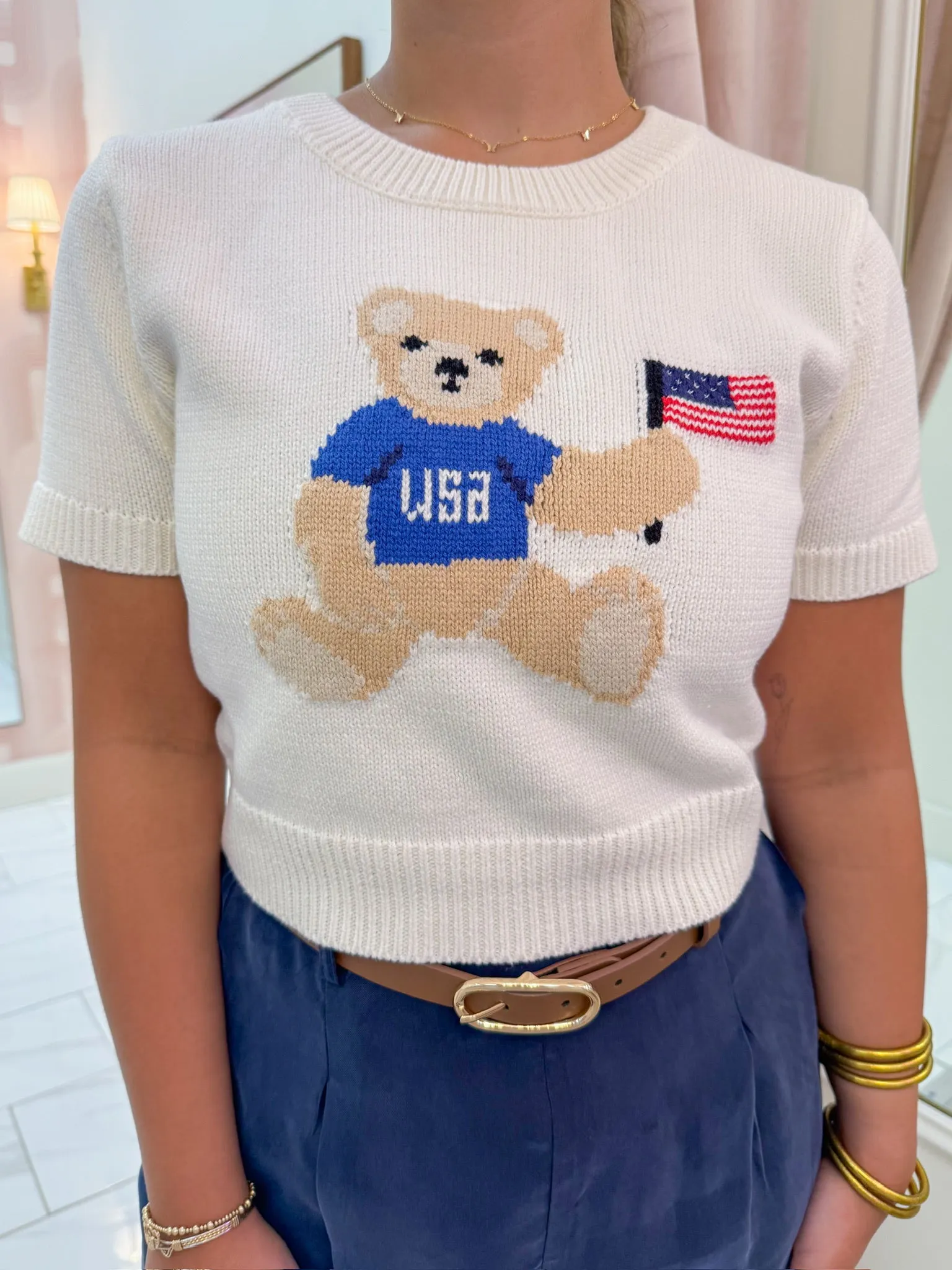 Teddy USA Crop Sweater Top sold by Mimosa
