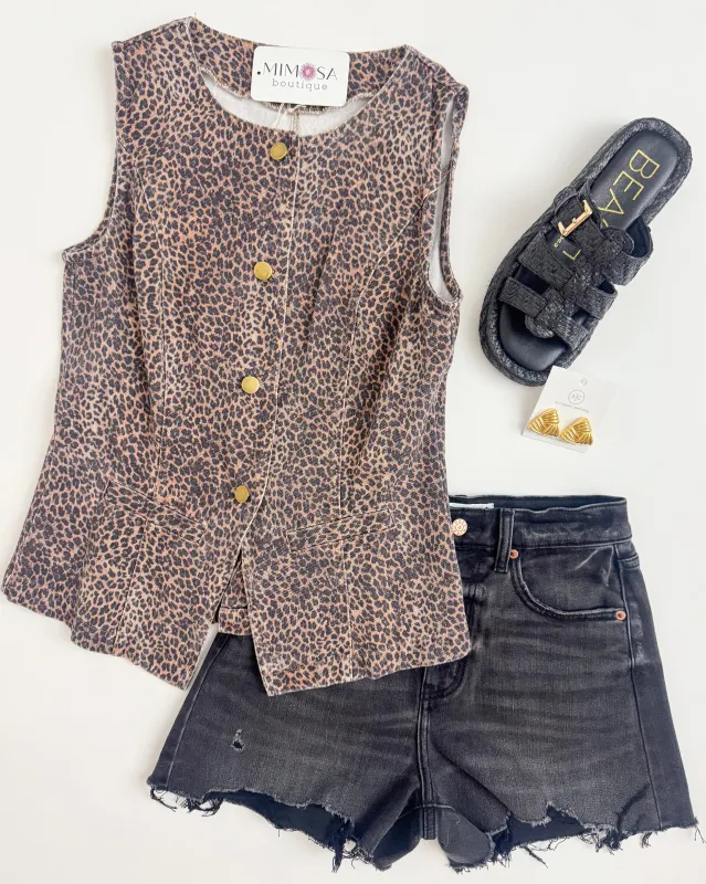 Anita Leopard Vest Top sold by Mimosa