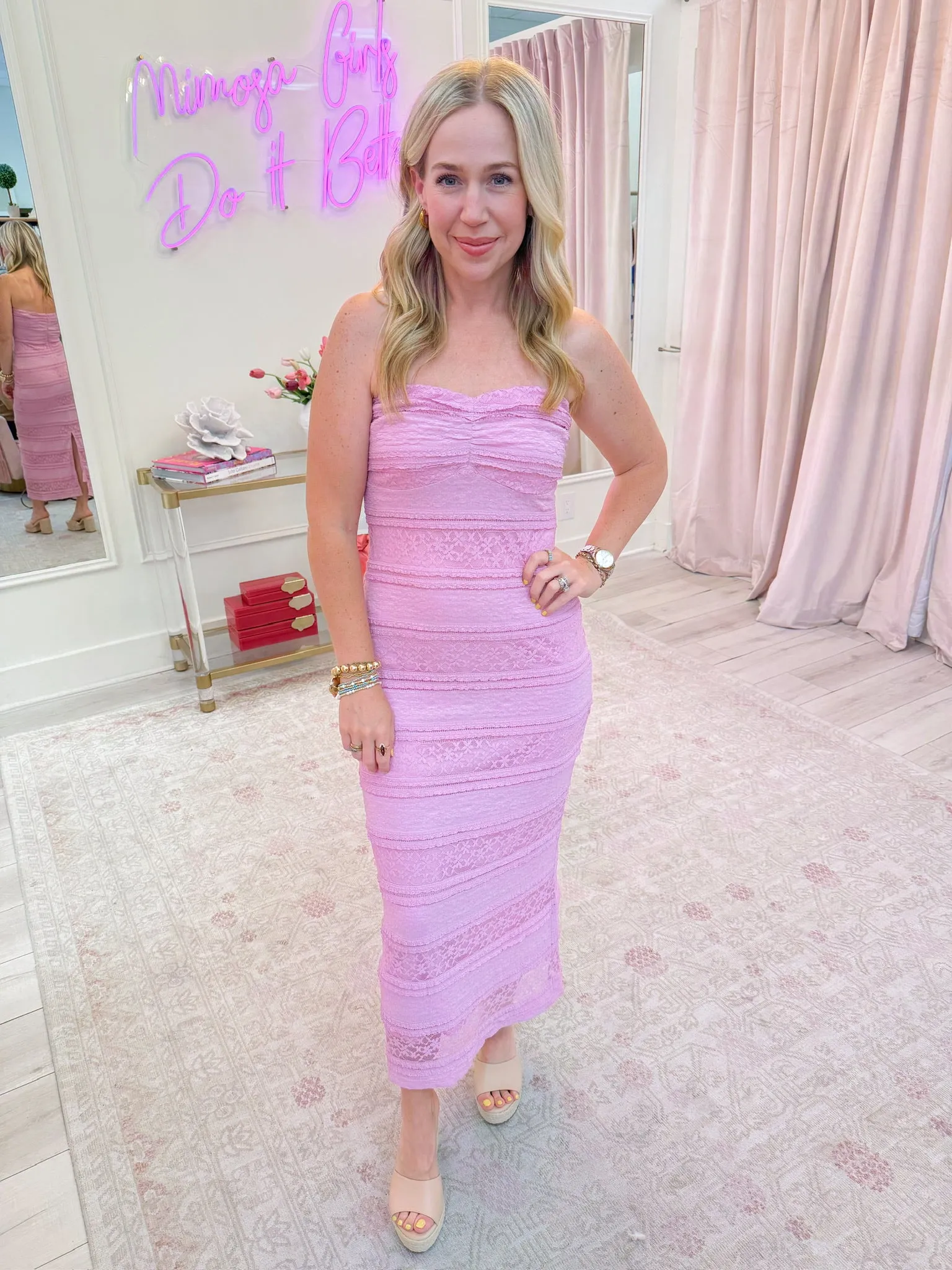 Lillian Lace Strapless Midi Dress sold by Mimosa product image thumbnail 2