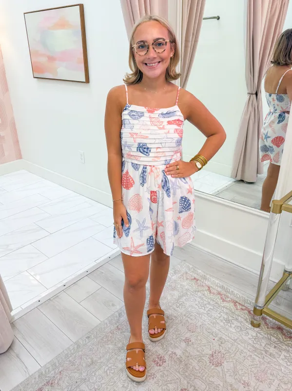 Seashells Pleated Bodice Romper sold by Mimosa