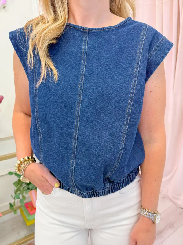 Leila Denim Top sold by Mimosa