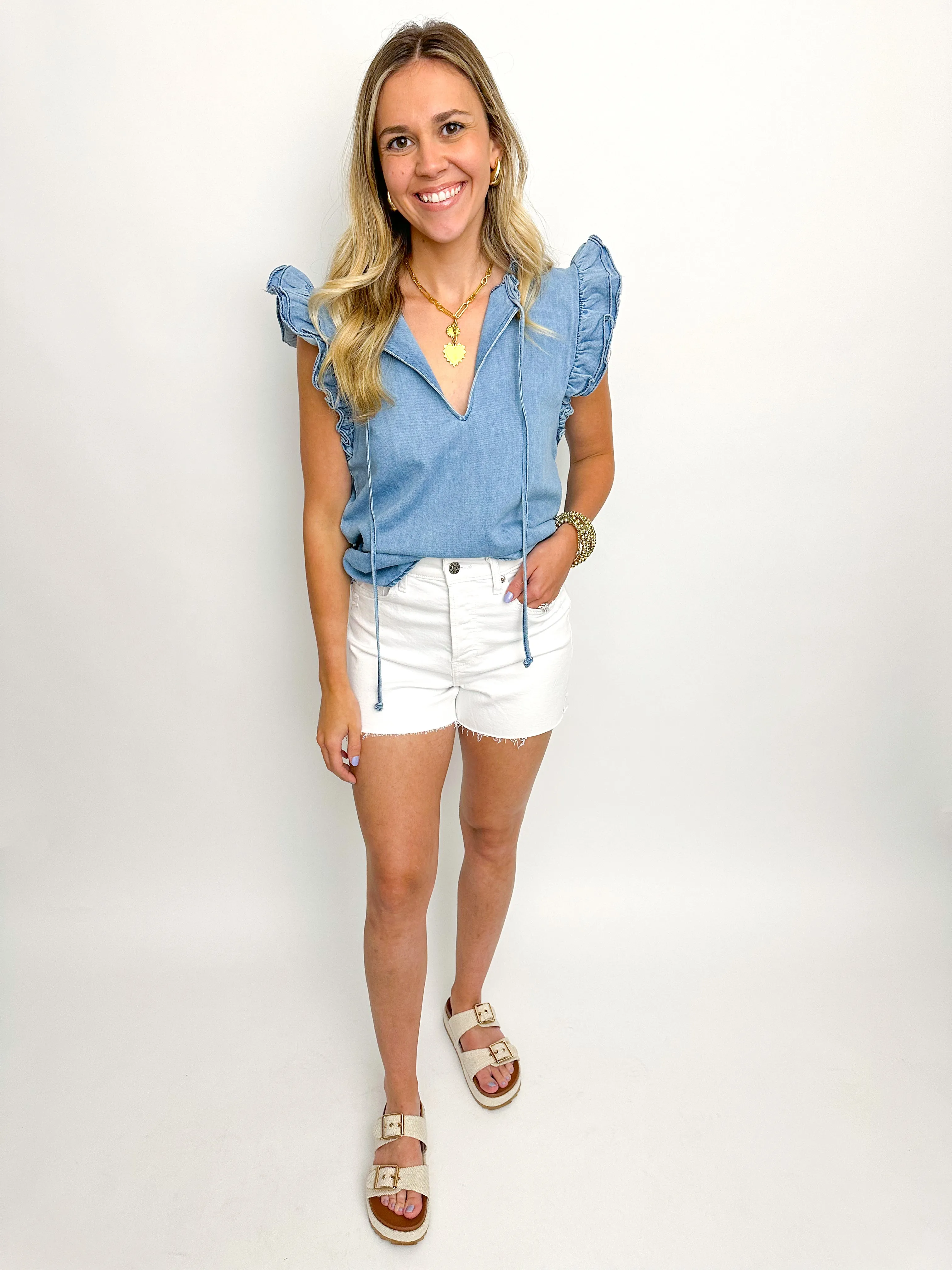 Darla Ruffled Denim Top sold by Mimosa product image thumbnail 2