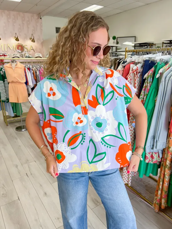 Artist Floral Signature Collar Top sold by Mimosa