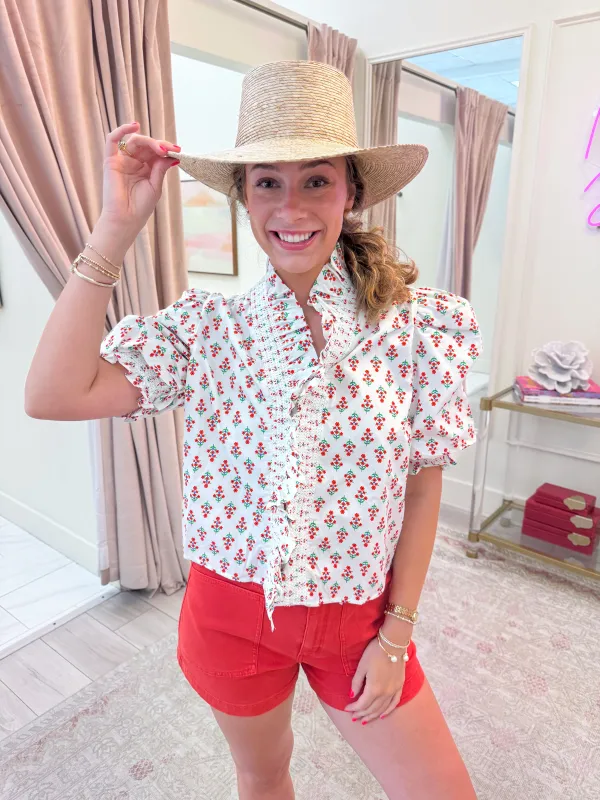 Dutch Floral Ruffle Puff Sleeve Blouse sold by Mimosa