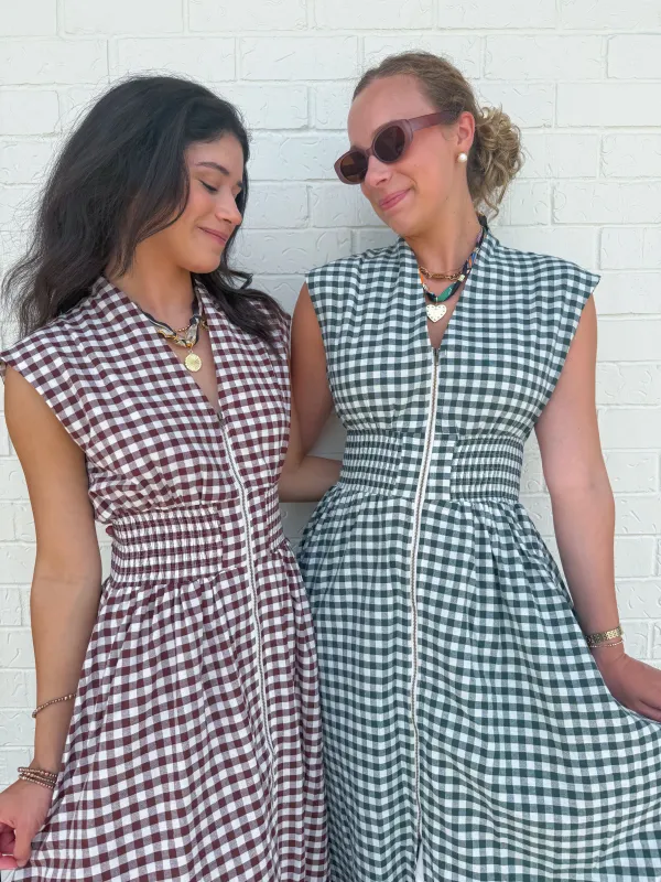 Garden Gate Gingham Midi Dress sold by Mimosa