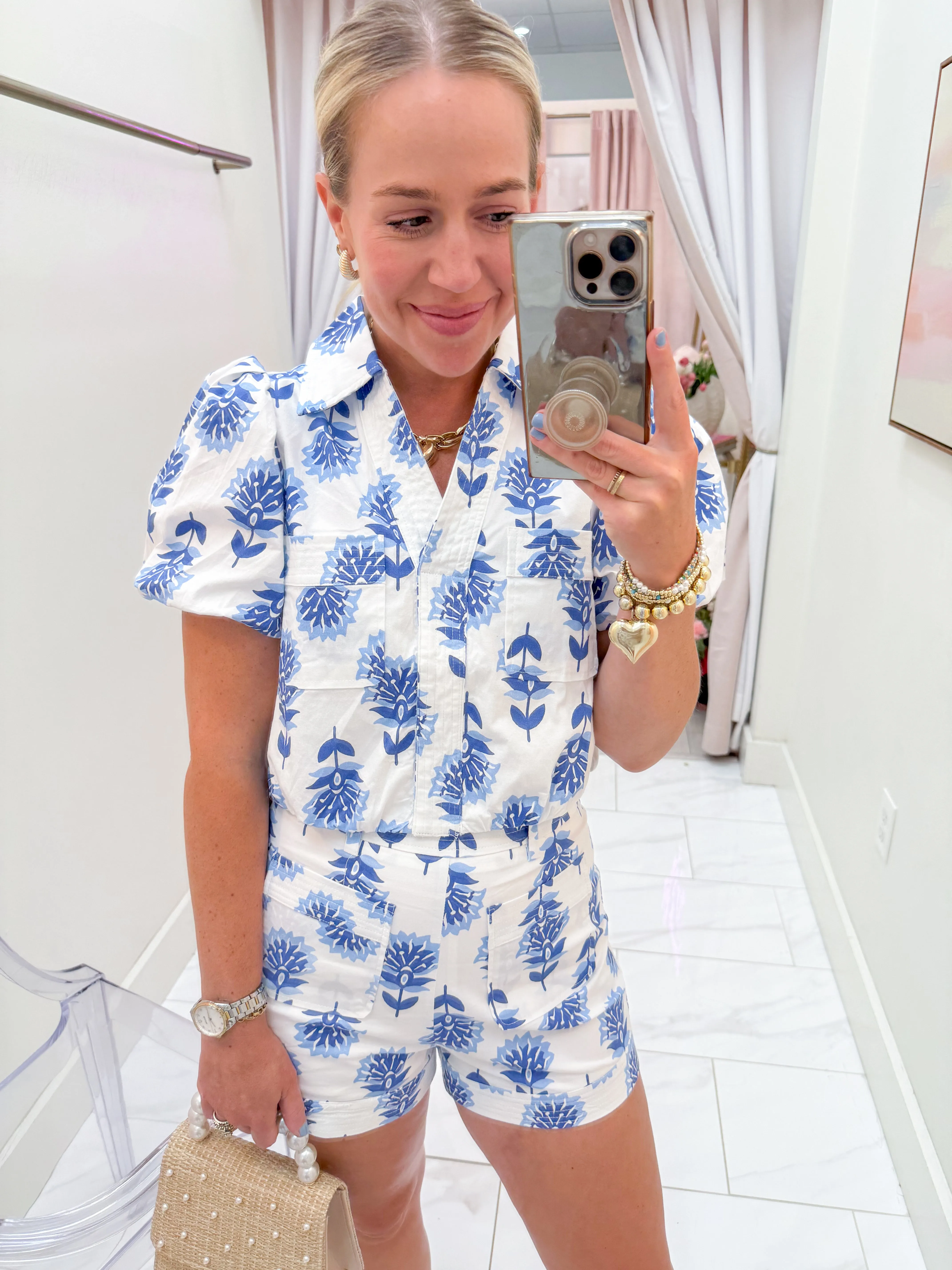 Blue Belle Breeze Crop Bubble Blouse sold by Mimosa product image thumbnail 3