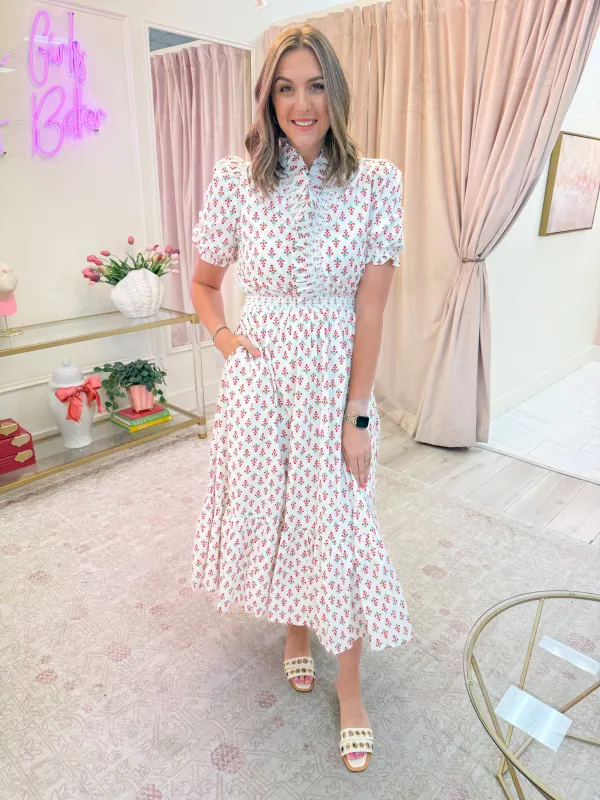 Dutch Floral Ruffle Maxi Dress sold by Mimosa