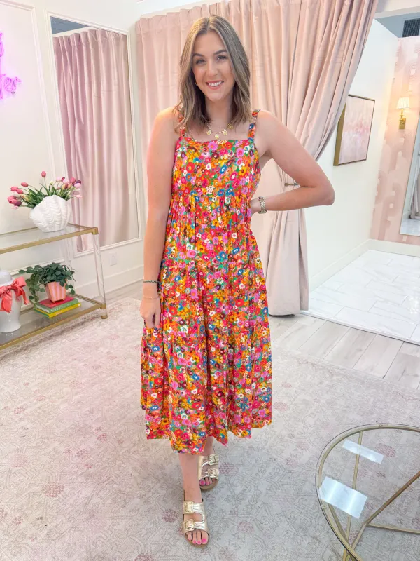 Painted Floral Scoop Back Maxi Dress sold by Mimosa