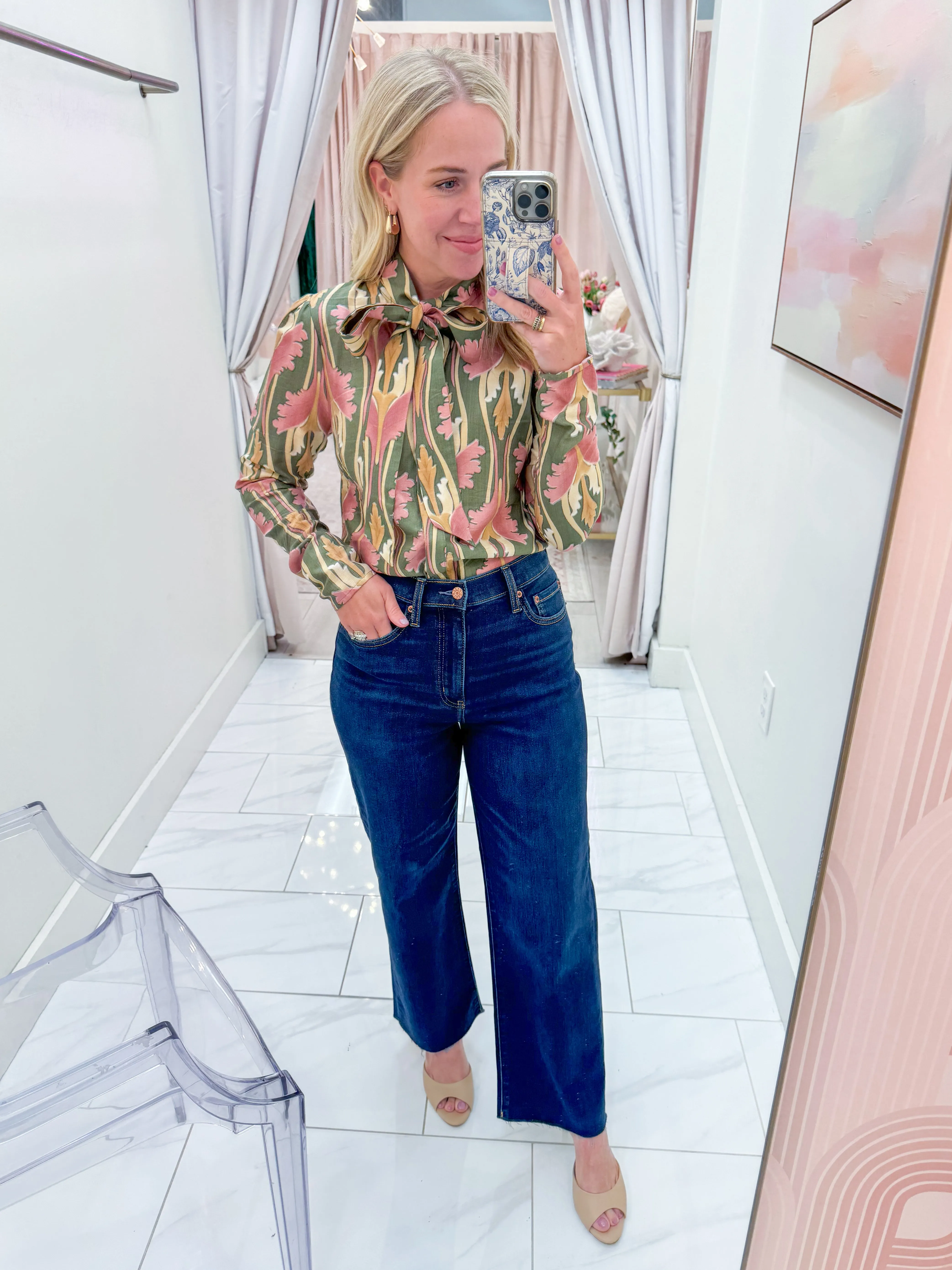 Paris Floral Tie Neck Blouse sold by Mimosa product image thumbnail 4