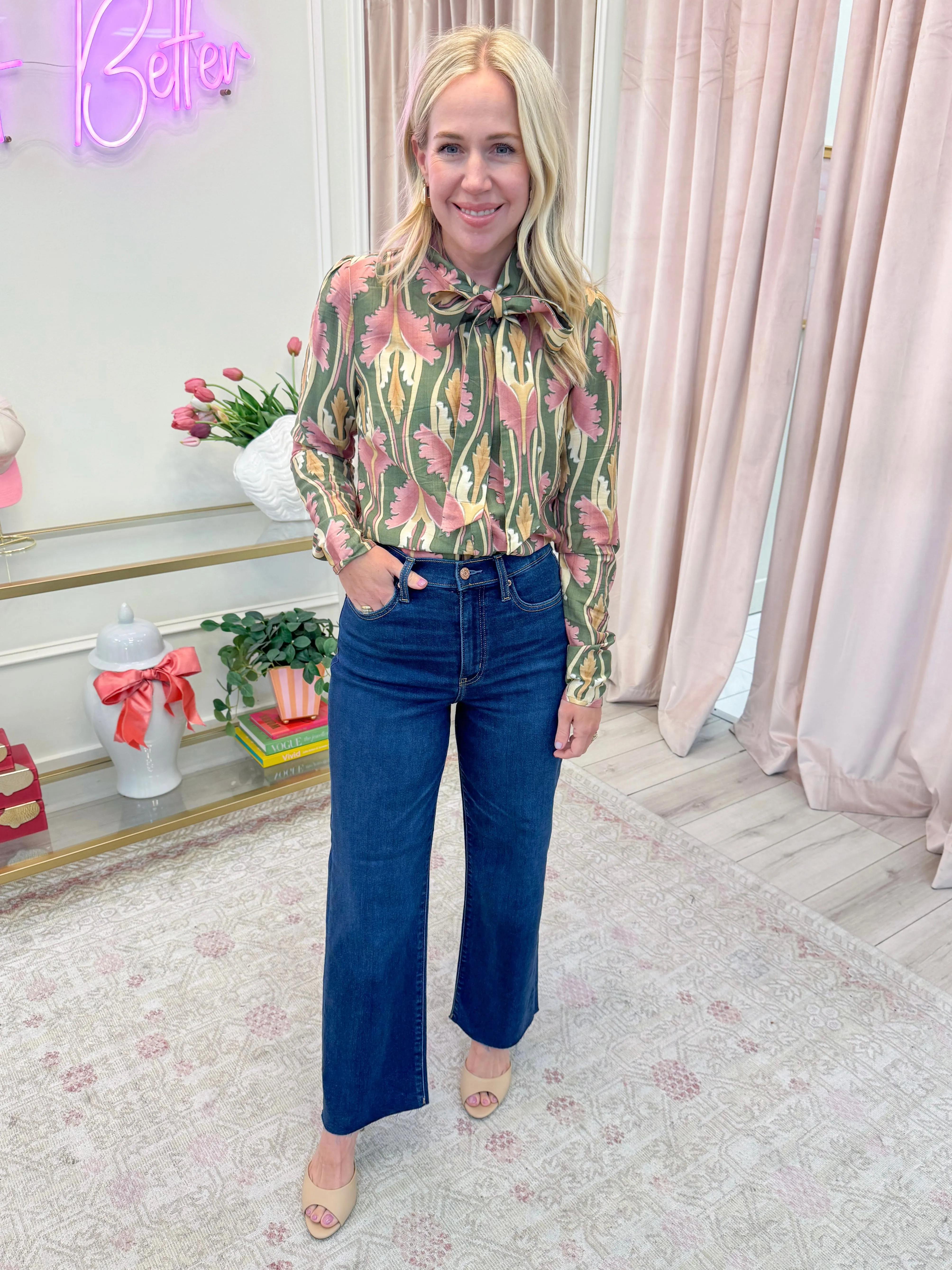 Paris Floral Tie Neck Blouse sold by Mimosa product image thumbnail 2