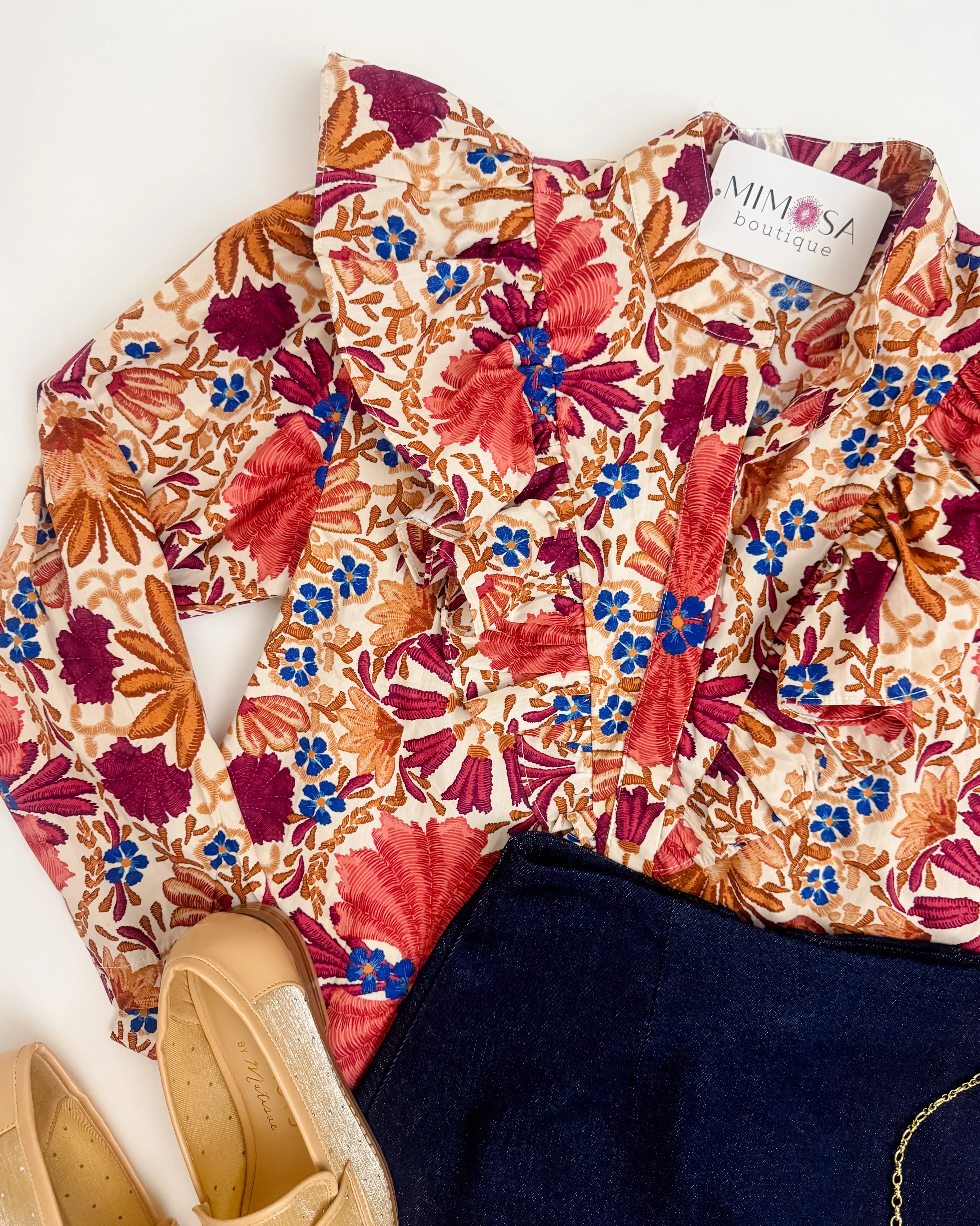 Jenny LS Ruffled Floral Blouse sold by Mimosa product image thumbnail 2