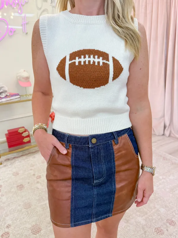 Rhinestoned Football Sweater Tank sold by Mimosa