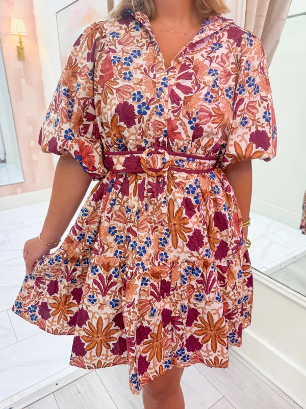 Ramy Belted Floral Mini Dress sold by Mimosa