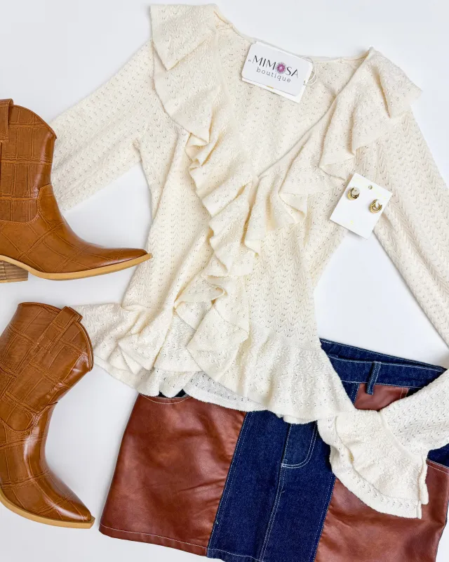 Marley Top Cream Pointelle Knit sold by Mimosa
