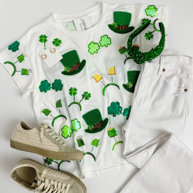 St. Patrick's Day Sequin Icon Tee sold by Mimosa