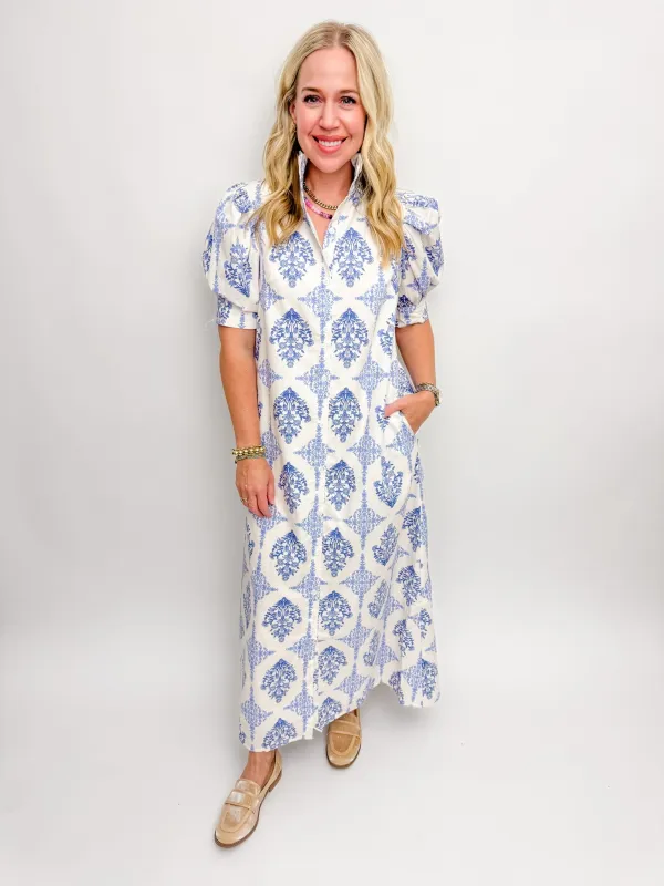 French Vintage Floral Maxi Shirt Dress sold by Mimosa