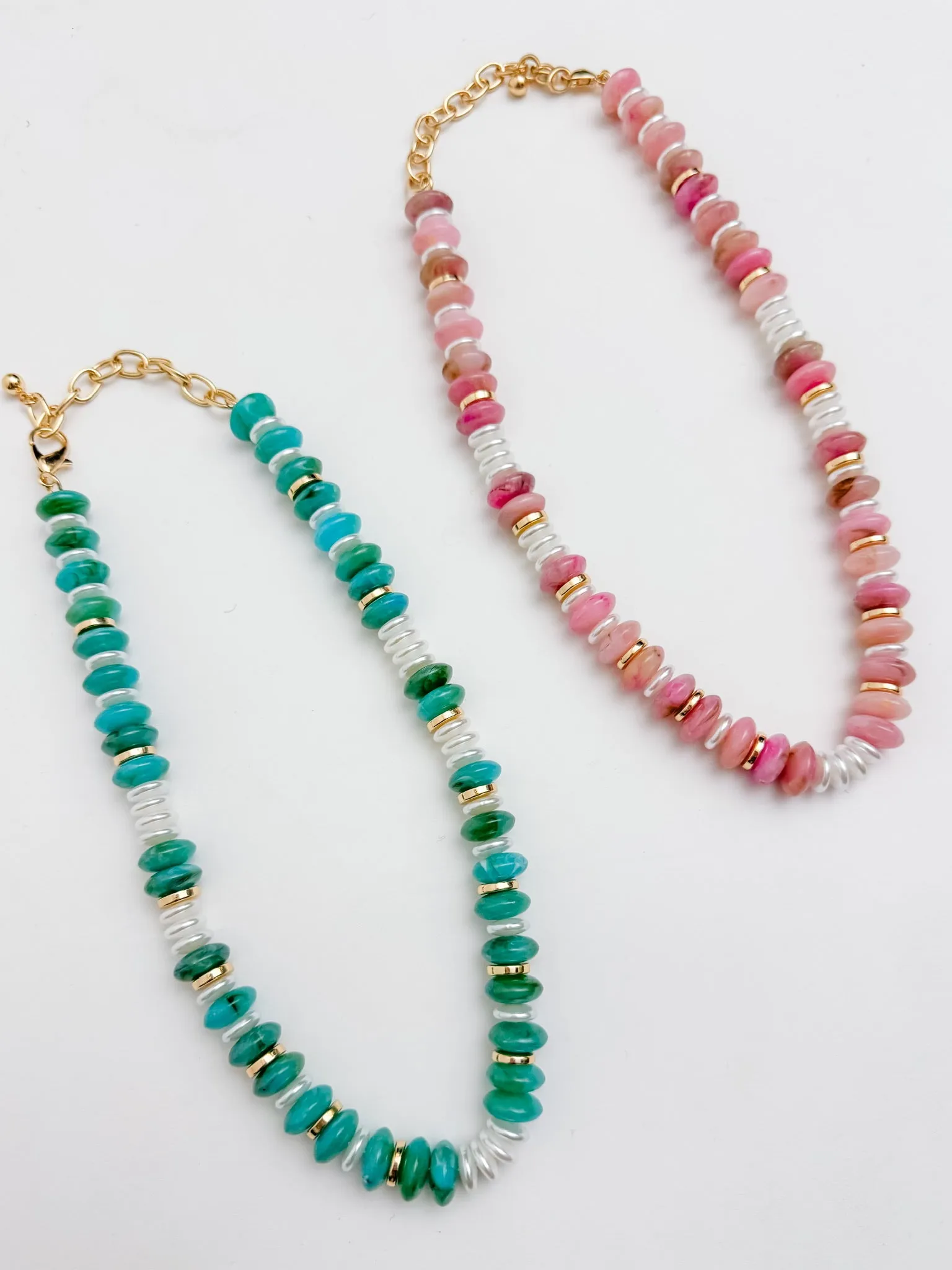 Beaded Flat Gemstone Necklace sold by Mimosa