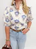 Vintage Floral Ruffle Neck Button Blouse sold by Mimosa