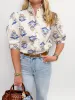 Vintage Floral Ruffle Neck Button Blouse sold by Mimosa